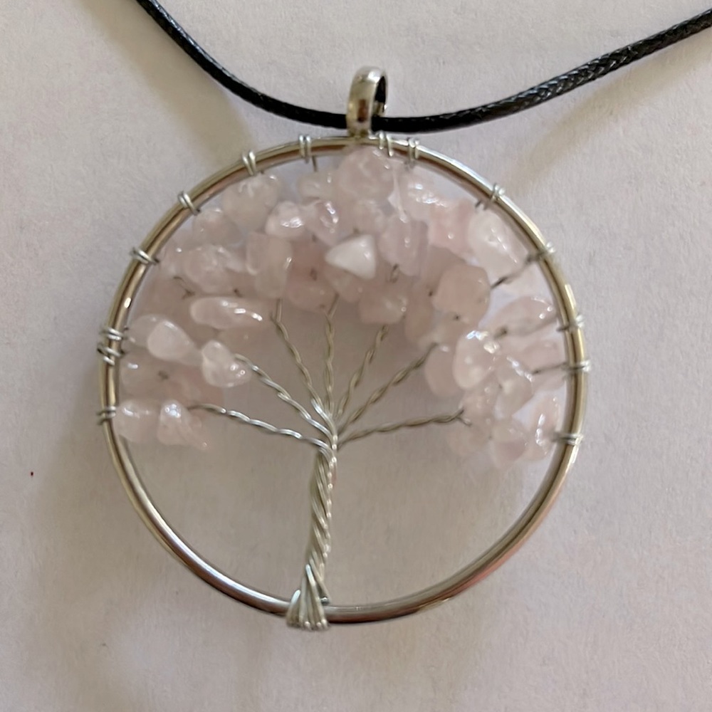 💗Pink Quartz Tree Necklace💗